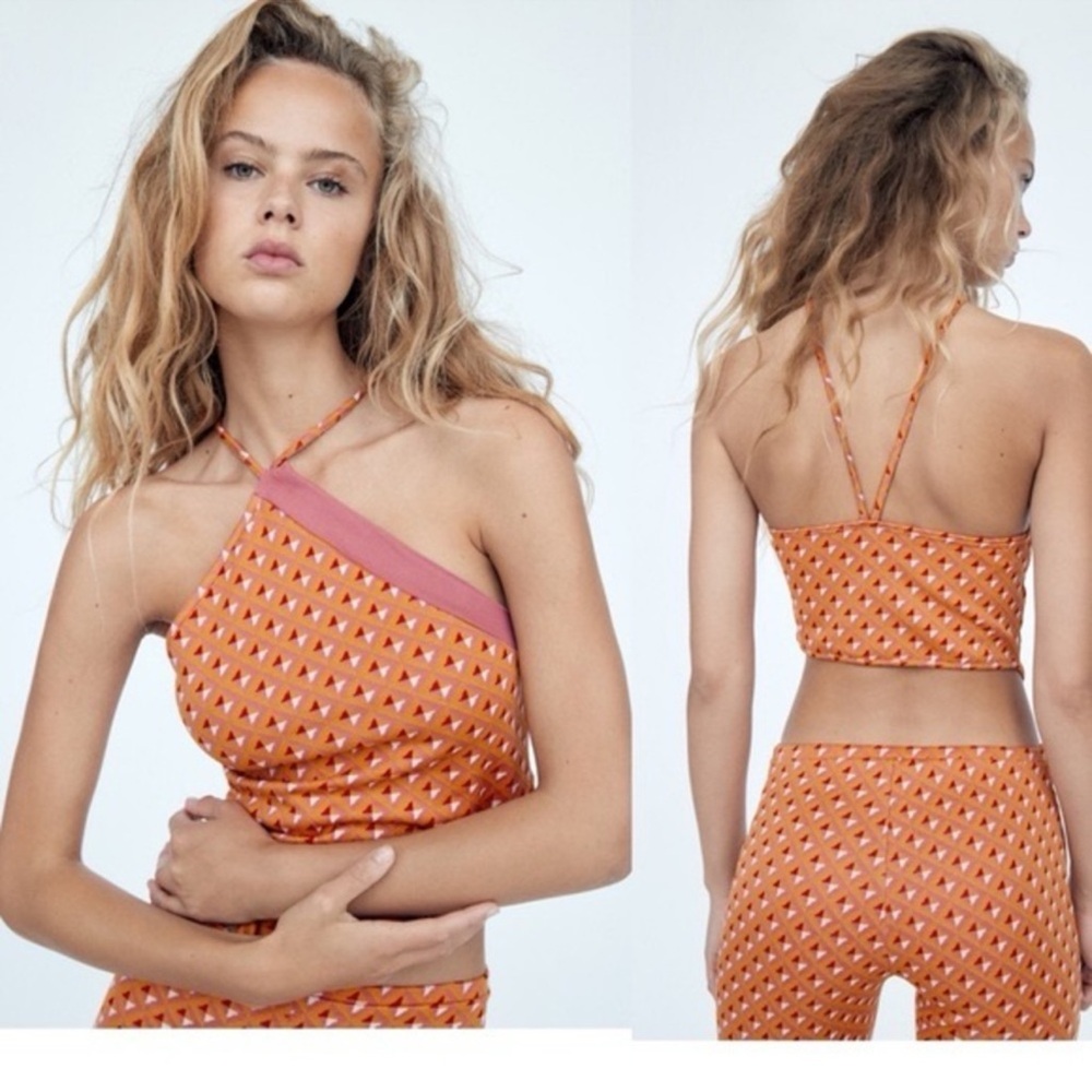 NEW Zara geometric halter top